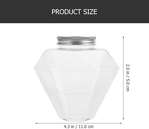Miniatura 2 de Kichvoe Botellas de plástico transparente con forma de diamante con tapas, botellas transparentes pequeñas reutilizables de 17 onzas para