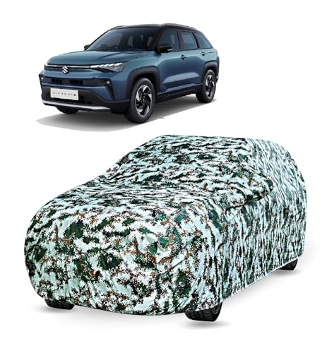Image of Auto Hub Car Cover Compatible with Maruti Victoris with Mirror Pocket, Soft Cotton Lining, Victoris Car Cover Waterproof - Forest Look