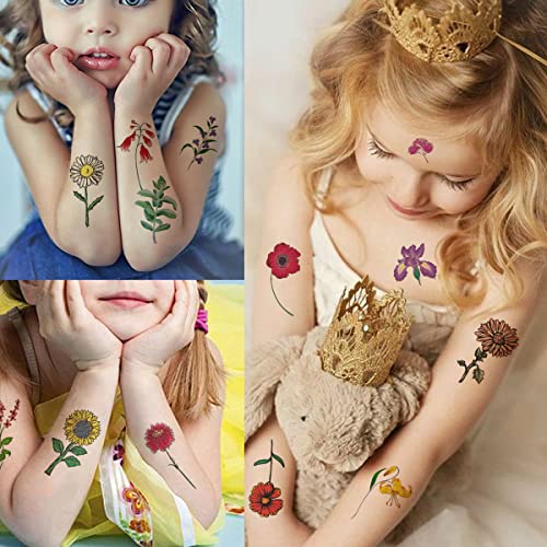 Tazimi 12 Sheets Flower Temporary Tattoos For Women Kids Girl Watercolor Flower Lavender Sunflower Violet Flower Rose Tattoo Sticker,Fake Temporary Tattoo Sticker For Girl Women #TOP4
