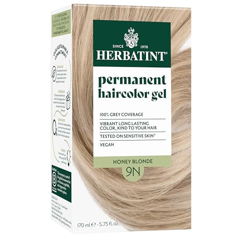 Herbatint Permanent Haircolor Gel, 9N Honey Blonde, Alcohol Free, Vegan, 100% Grey Coverage - 4.56 oz