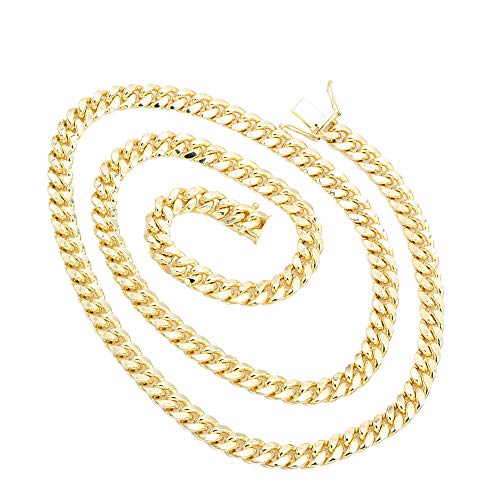 14k Solid Yellow Gold 7mm Miami Cuban Link Chain 26