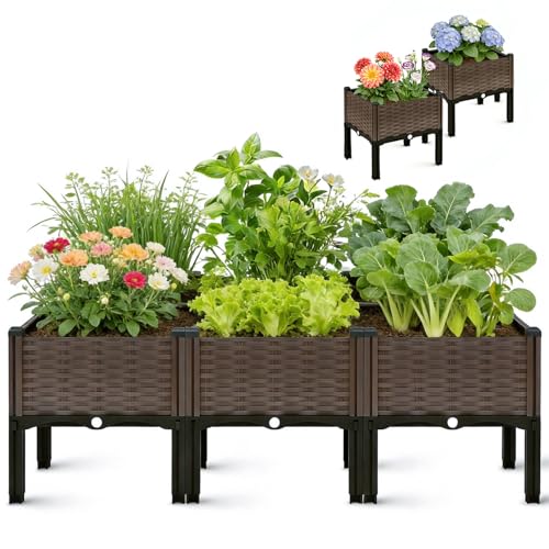 CloudDream 3-Piece Brown Raised Garden Box Set