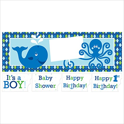 Ocean Preppy Giant Party Banner with Stickers 6 ct
