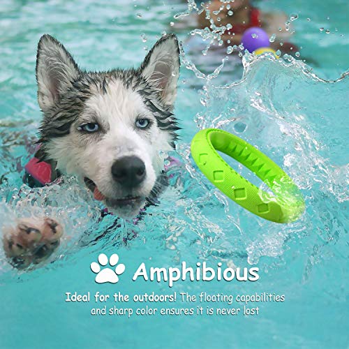 Fluffy Paws Dog Chewing Ring - Soft Rubber Ring Dental Chewing Teething Biting Chasing Training Toy For Small And Medium Dog Puppy - 7", Green #TOP3