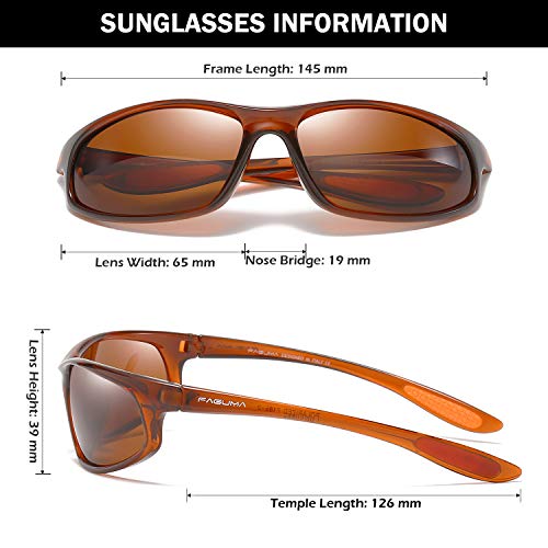 Image of FAGUMA Polarized Sports Sunglasses For Men Cycling Driving Fishing UV400 Protection, Brown, Standard