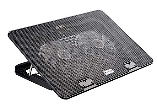 Image of Lapcare Ergonomic Laptop Cooler Cooling Pad and Stand High Power Double Colling Fan, 2 Port USB with Blue LED (Black)