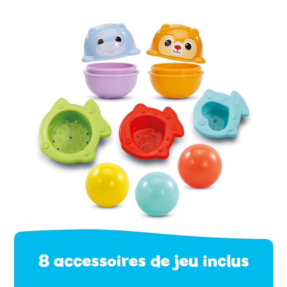 VTech – Theo, Mon Hippo Baby Nadador, Juguete de baño para bebés, hipopótamo Que Nata, Animal Interactivo y Musical con 8 Accesorios de Juego, Regalo para niños y niñas a Partir de 1 año – Contenido