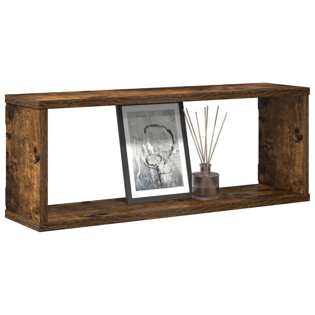 Würfelregale 4 STK. Räuchereiche 60x15x23 cm aus Holzwerkstoff, Wandregale mit viel Stauraum für Bücher und Dekoration, einfache Reinigung mit feuchtem Tuch