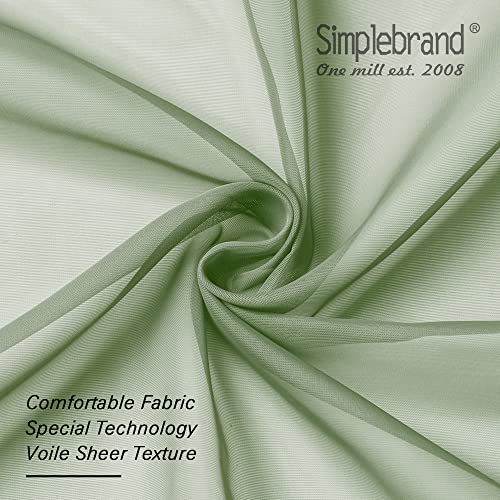 Image of SimpleBrand Sage Short Sheer Drapes Half Window Curtains for Bathroom Small Windows, 42 X 36 Inch, 2 Panels