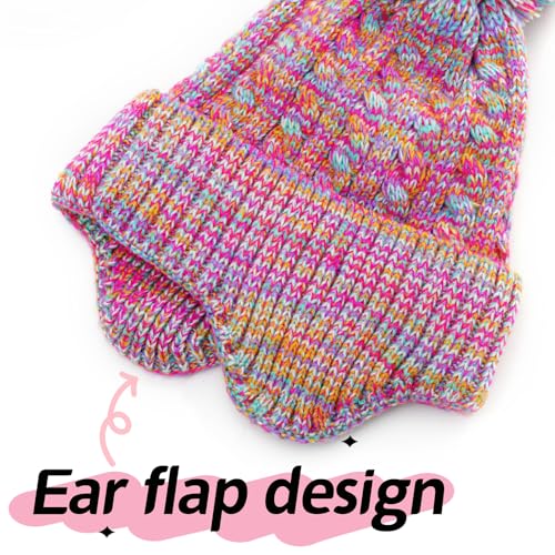 Kids Winter Beanie Knitted Hats for Girls Boys,2-12 Years Warm Soft Fleece Cute Stocking Cap for Children3