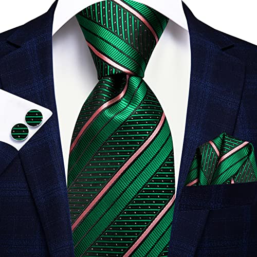 Image of Dubulle Mens Tie Set Solid Paisley Silk Striped Necktie for Men with Cufflinks Tie and Pocket Square