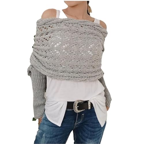 Multifunctional Scarf with Sleeves,Knitted Cable Wrap,Sweater Scarf with Sleeves for Women