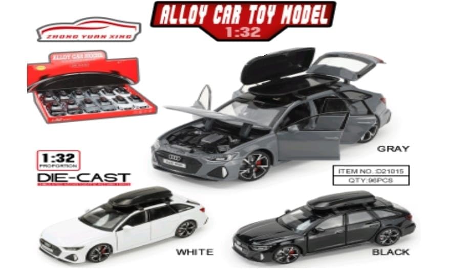 Image of Invite 1:32 Scale Audi RS6 Alloy Die-Cast Car Model with Door-Activated Light & Sound | Openable Doors, Hood & Trunk | Metal Toy Car for Kids & Collectors (No Pull Back) (Black Color)