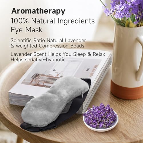 Umisleep Lavender Eye Mask, 0.45 lb Aromatherapy Weighted Eye Mask for Dry Eyes, Sleep Mask for Men Women, Hot Therapy Eye Cover for Compression Pain Relief, Eye Pillow for Puffy Eyes, Sinus Pain-Grey - Image 5