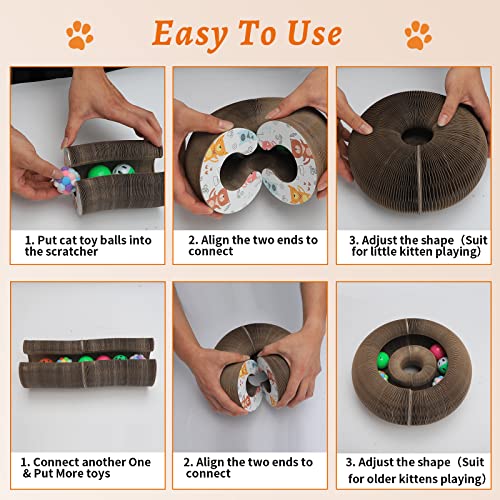 2Pcs Magic Organ Cat Scratching Board With 4 Cat Ball Toys Foldable Cat Scratcher For Grinding Claw, Durable Interactive Cat Scratching Pad For Indoor Cats #TOP5