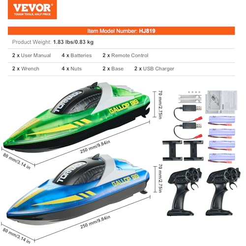 Vevor RC BOAT, 2 PACK 2.4GHZ 12 KM/H Rc Boat For Kids, 2Pack Remote Control Boat thumb #6