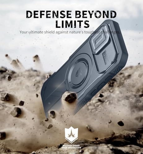 Image of Dexnor for iPhone 17 Case with Slide Camera Cover & Adjustable Kickstand & Built-in Screen Protector, Compatible Wireless Charging, Rugged Bumper Cases Heavy-Duty Magnetic Protective Cover, Navy Blue