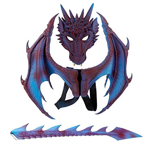 XIANIWTA Kids Dragon Wings Costume Dinosaur Tail Mask Set Cosplay costume (Purple Set)