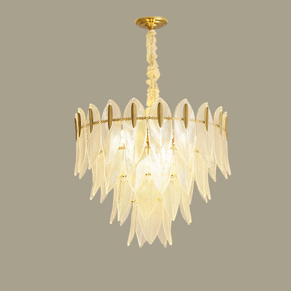 KXEcoLife French light luxury crystal chandelier, modern simple leaf for living room bedroom dining study lamps and lanterns,60cm