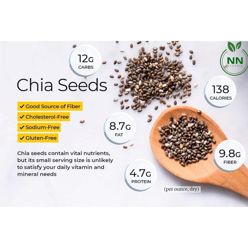 Image of Chia Seeds - Seeds for Weight Management | Rich in Calcium, Protein & Fibre | Beat the Heat | 100% Clean ChiaSeeds for Eating | Antioxidant Rich Seed | NNorganic