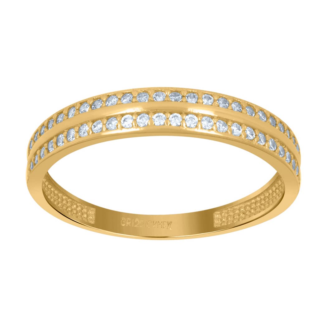 Damen-Brautring-Set, Gelbgold, Zirkonia, künstlicher Diamant, Duo-Brautschmuck, gelb, Einheitsgröße