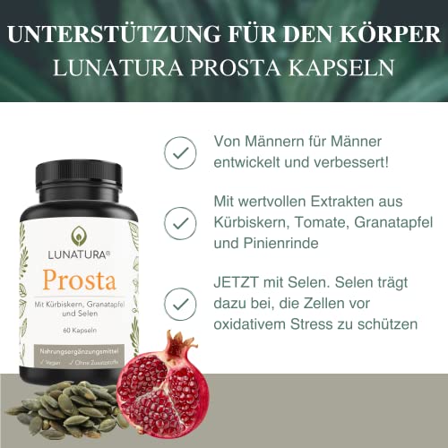 Lunatura Prosta Kapseln mit Kürbiskern & Granatapfel I Supplement mit den Mineralstoffen Selen & Zink I Prostata-Mittel… - Image 3
