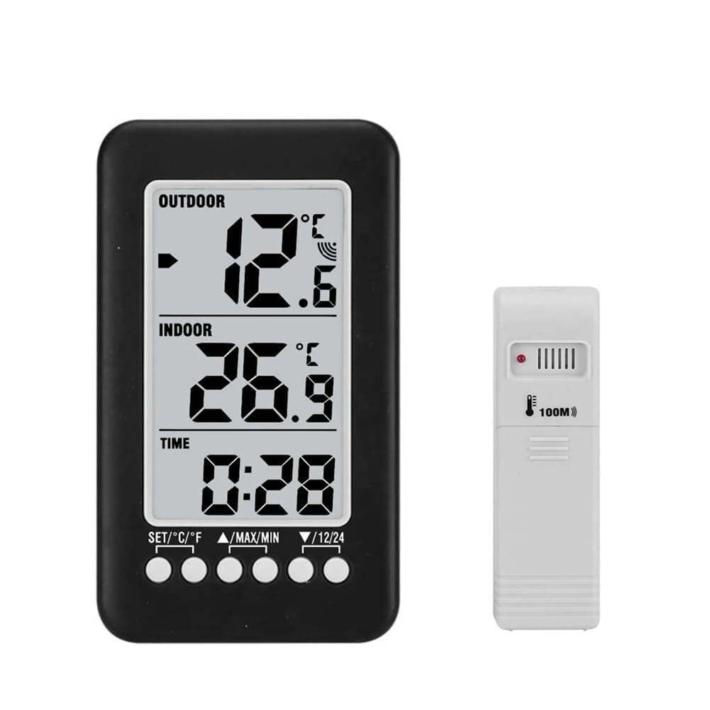 Termometro digitale con funzione orologio, termometro wireless LCD for interni ed esterni, stazione meteorologica, facile da installare
