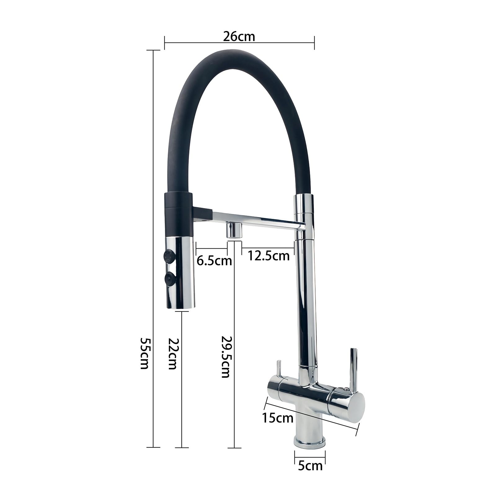XJTNLB Grifo Cocina Osmosis 3 Vias Flexible Grifo Cocina 3 Vias Osmosis Extraible Oro Cepillado con Dos Asas