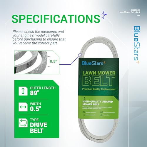 Image of BlueStars GX20006 UC30568 Mower Drive Belt | Aramid Cord | 89 in
