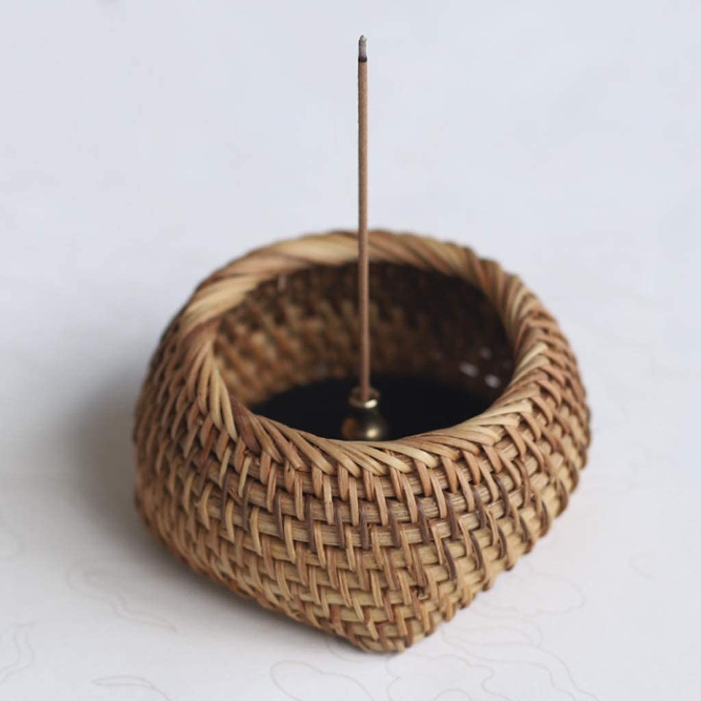 Räucherstäbchen Räuchergefäß Halter Kreativer Retro-Räuchergefäßständer Aus Rattan Mit Aschefänger Für Die Teezeremonie Im Teehaus Zuhause Büro Yoga