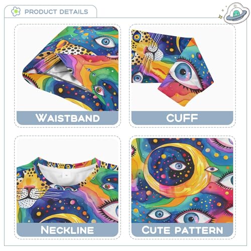 JUNZAN Weird Leopard Evil Eyes Ball on Rainbows Little Kids Sweatshirt Hoodie Fleece Fall Tops Shirts Camping 4T3