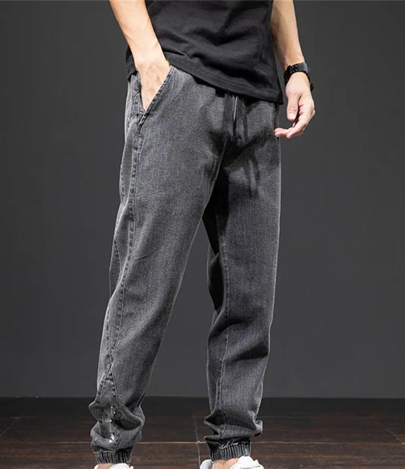 Men Summer Drawstring Elastic Waist Slim Fit Jeans Fashion Harajuku Streetwear Plus Size Casual Joggers Pants3