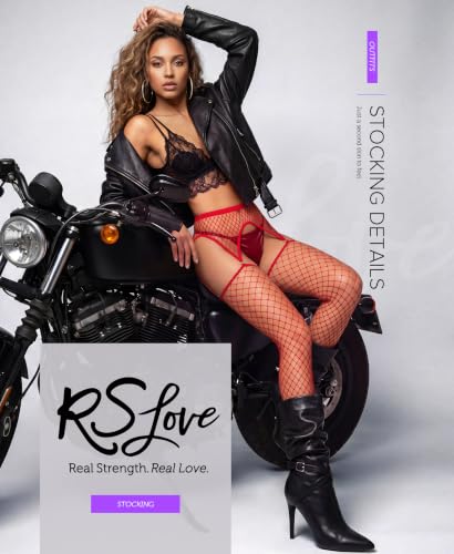 Image of RSLOVE Fishnet Stockings for Women - Garter Thigh High Stockings Sexy Fishnet Tights High Waist Pantyhose Lingerie