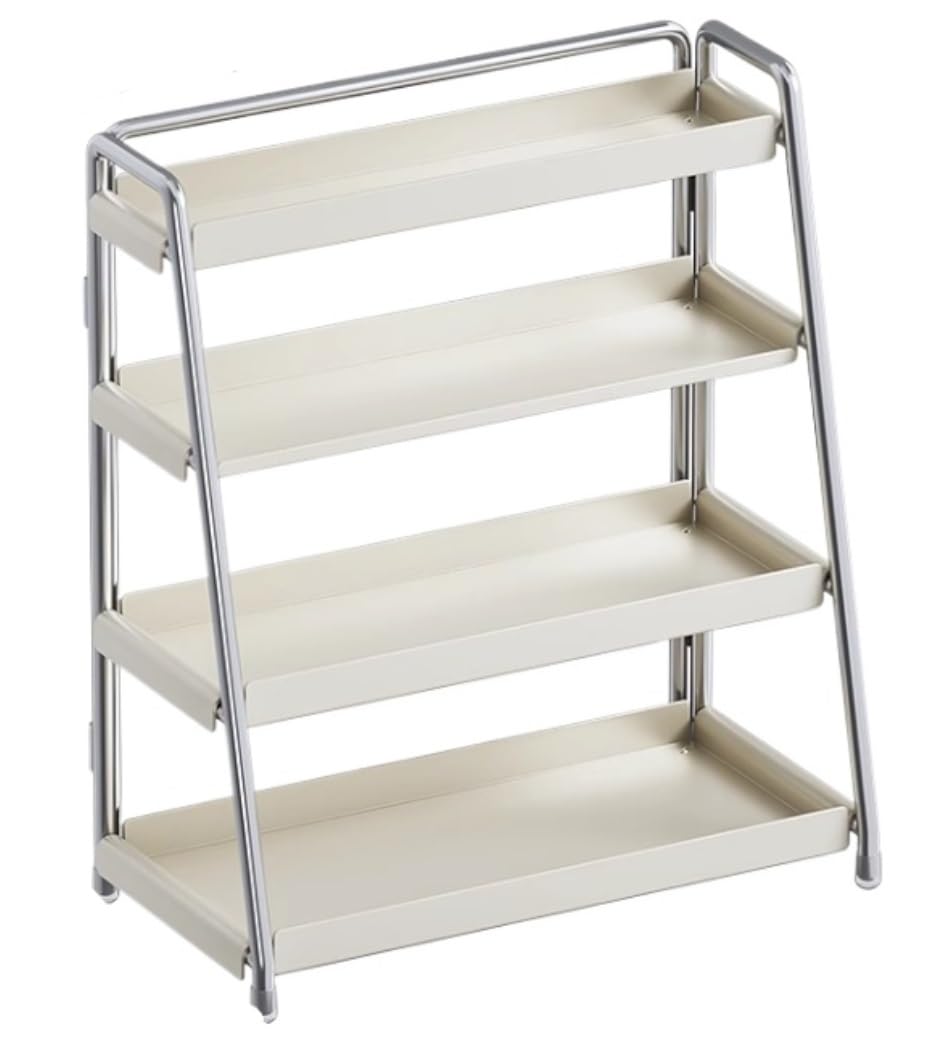 HADECOLL Spice Rack Metal Spice Rack Organizer, 4-Tier Countertop Kitchen Storage Jar Seasoning Shelf Kitchen Organiser,45cm