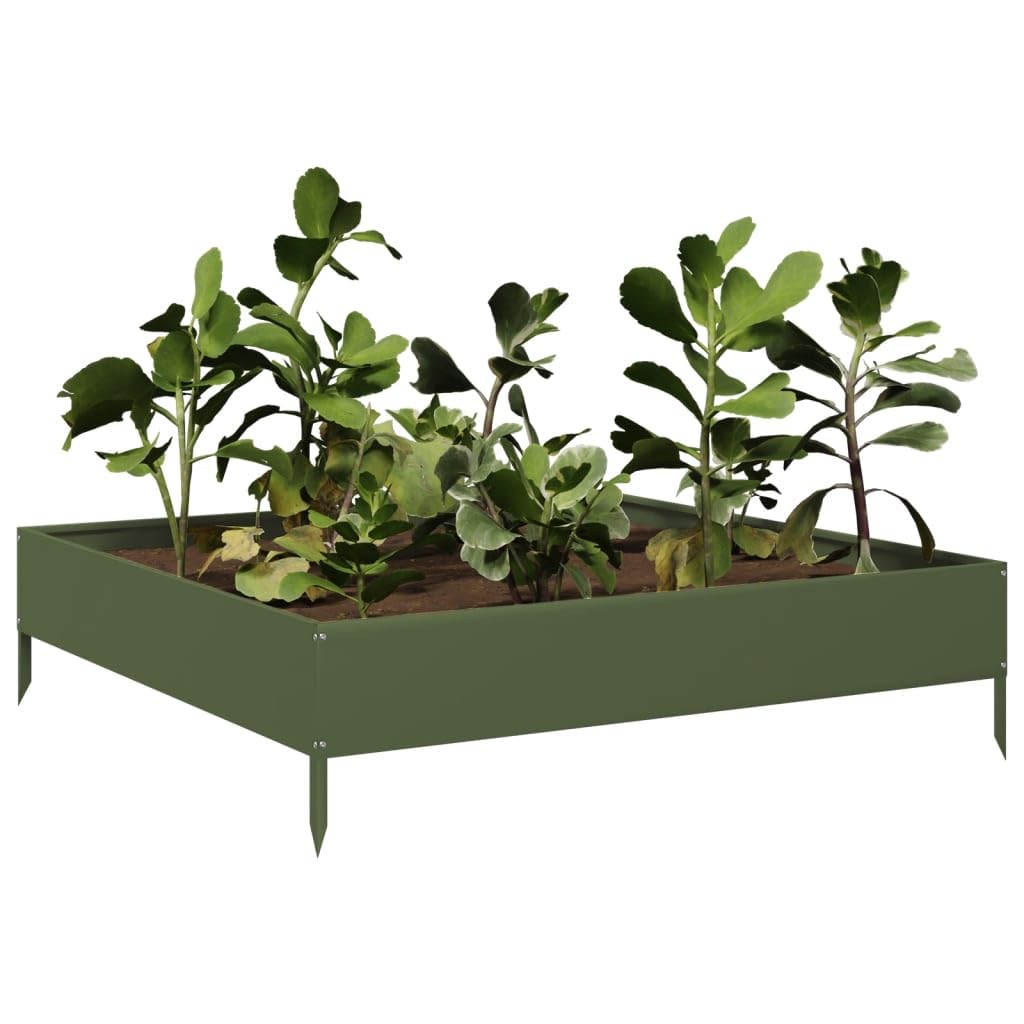 ShGaxin Arriate in Acciaio Verde Oliva 100x100x26 cm, Tavolo Da Coltivo, Orto Domestico, Coltivazione Di Piante Aromatiche, Arriate Da Giardino - 851020