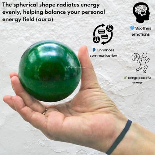 Image of Certified Dark Green Aventurine Crystal Ball for Meditation - Premium Crystal Vastu Items for Home and Feng Shui Items for Good Luck - Ideal for Pooja Supplies and Spiritual Practices (1.5 inch Inch)