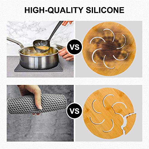 Image of Silicone Trivet Mats, Silicone Pot Holders for Hot Pots and Pans, Heat Resistant Counter Mats for Tables, Countertops, Spoon Rest and Large Coasters, 4 Pack Gray Trivets for Hot Dishes