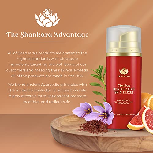 Shankara Timeless Restorative Skin Elixir - 2-In-1 Ayurvedic Anti Aging Facial Serum And Kumkumadi Face Oil With Pure Red Gold Saffron, Vitamin C, & Sandalwood - Ayurveda-Inspired Skincare #TOP6