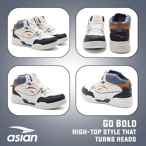 Image of ASIAN Tango-11 Men's High Top Sneakers | Stylish & Lightweight Lace-Up Shoes | Cushioned Sports Sneakers for Men | Ideal for Casual, Daily Use & Travel