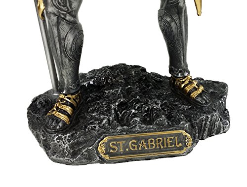 Estatua Ángel San Gabriel 13 pulgadas acabado en peltre y oro miniatura 4