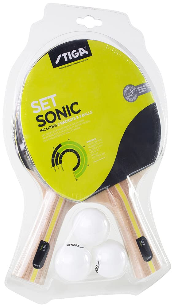 Stiga Sonic Set ITTF Approved Rubbers,5PLY Blade with 2 Bats and 3 Balls-picture-20
