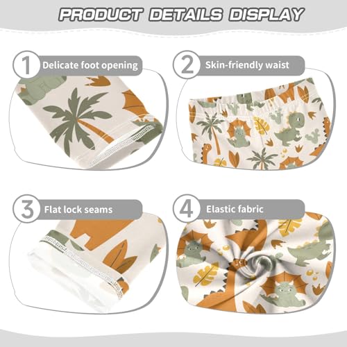 Girls Basic Leggings Baby Girls Pants Dinosaurs Cartoon Soft Footless Stretchy Tights Pants 4-10Y3