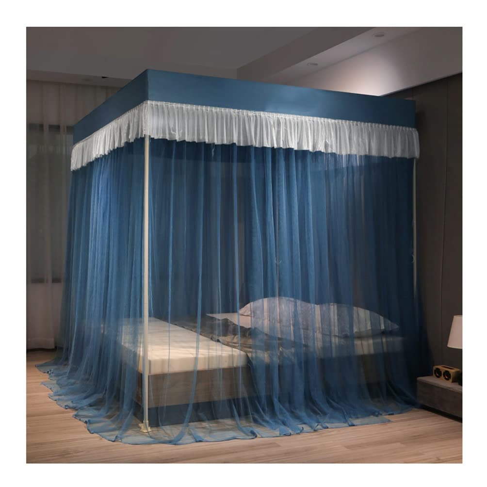 GJMSSMY Summer Bed Tent Mosquito Net, Adult s Princess Room Bed Curtains Bedroom Decor, Twin Queen King Decoration (Color : Blue-1, Size : 150X200cm/59X79in)