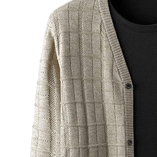 Men's Winter Wool Warm Open Sweaters Casual Knit Shawl Neck Cardigan Button Cable Knitted Sweater with Pockets2