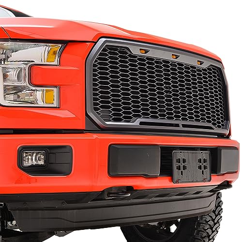 FRONT GRILLE HONEYCOMB MESH GRILL FOR 2015-2017 F150 PICKUP METALLIC GRAY