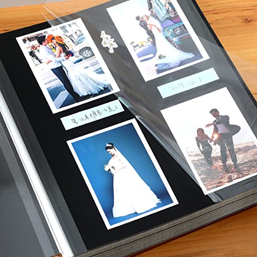 Dinq Magnetic Scrapbook Photo Albums Self Adhesive 40 Pages Leather Cover Handmade Diy Anniversary, Birthday, Wedding, Christmas, Family Albums Fit For 3X5, 4X6, 5X7, 6X8, 8X10 Photos (Black) #TOP5