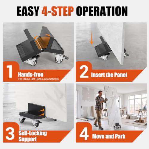 Image of remodel Panel Dolly Carrier Door Dolly Cart, Adjustable Drywall Mover with Wheels, Portable Sheet Glass and Door Transport Roller Multi Use Dollies, Patented Design