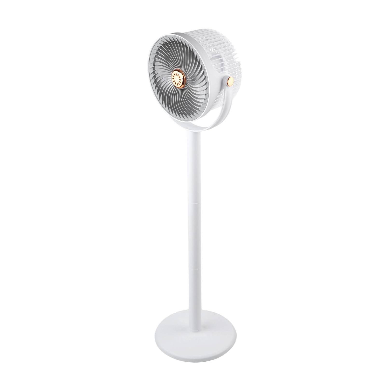 Standing Fan for Bedroom, 360° Oscillating Quiet Fan, 5 Speeds, Type-C Rechargeable, 4000mAh, Adjustable Height, White gray