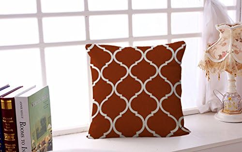 Miracle Dec Soft Canvas Throw Pillow Covers for Couch,Sofa Home Decor, Modern Quatrefoil Accent Geometric, 18 X 18 Inches, Brown (18"x18", Brown)