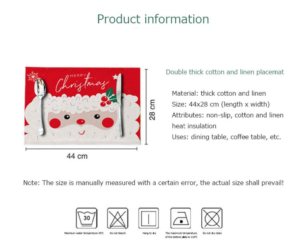 6 Tovagliette Natalizie In Lino 44.5x31.5cm - Antiscivolo, Resistente Al Calore, Lavabile - Foto 11